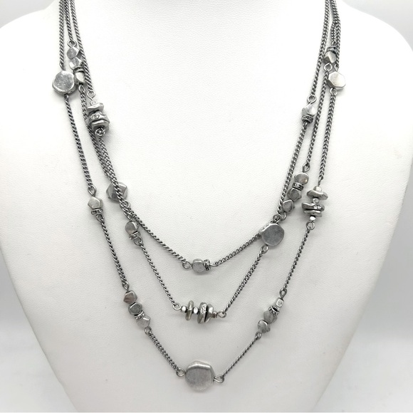 Kenneth Cole 3-Strand Silver Bead Necklace NWT - Picture 1 of 3